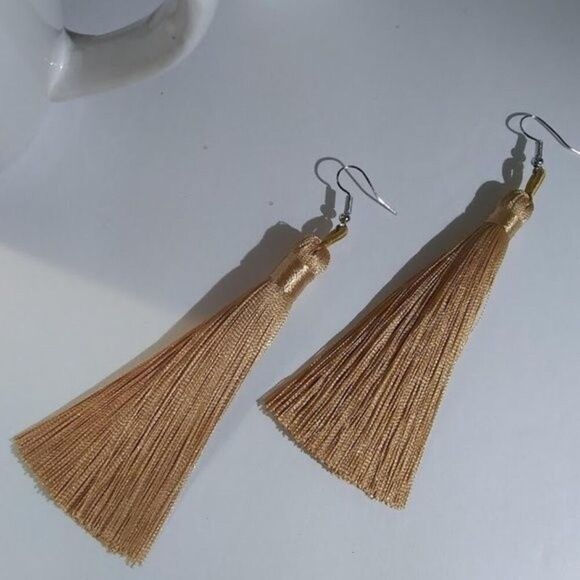 Dramatic Blonde Tassel Earrings - Picture 2 of 2